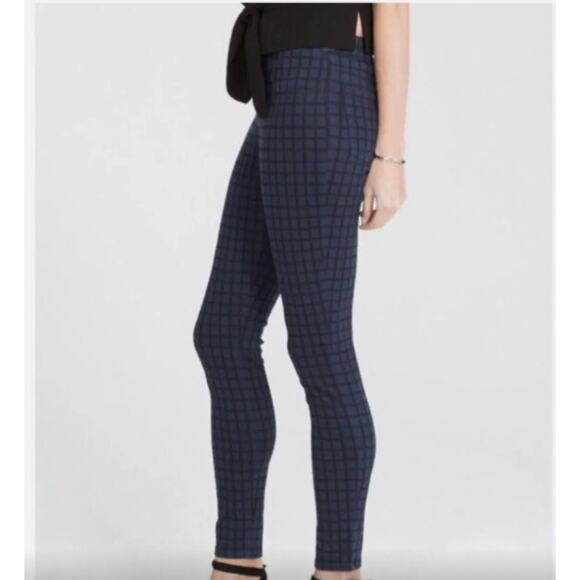 Spanx Jean-Ish Pull On Black & Navy Windowpane Plaid Jegging - Picture 1 of 7